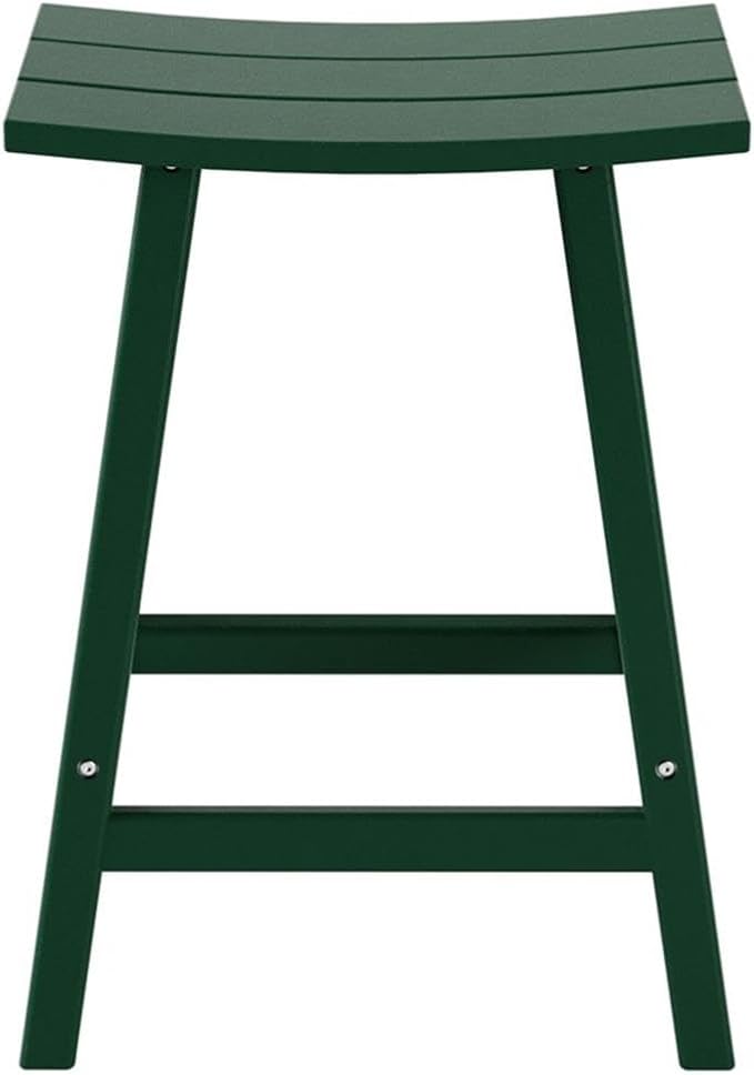 Costaelm 24" Height Outdoor Bar Stools, All-Weather Bar Stools, Adirondack Poly Patio Bar Stool for Patio, Deck, Kitchen Counter and Garden, Dark Green