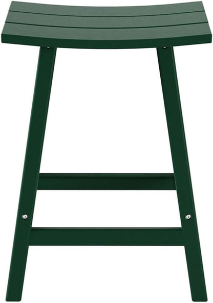 Costaelm 24" Height Outdoor Bar Stools, All-Weather Bar Stools, Adirondack Poly Patio Bar Stool for Patio, Deck, Kitchen Counter and Garden, Dark Green