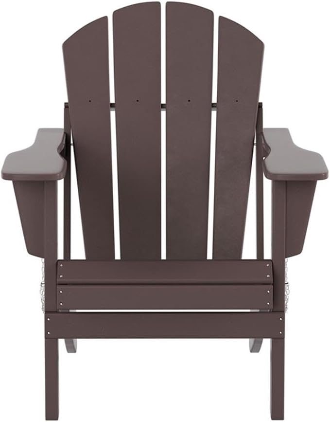 Costaelm Outdoor Folding Chair, Outdoor Seating Folding Firepit Chairs, All Weather Poly Adirondack Chair for Deck Backyard Garden Lawn Pool Patio, Dark Brown