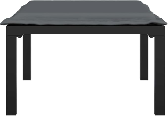 Black and Gray PE Rattan Modular Garden Footstool with Cushion, 4-Piece Set for Outdoor Patio and Balcony - Photo 4
