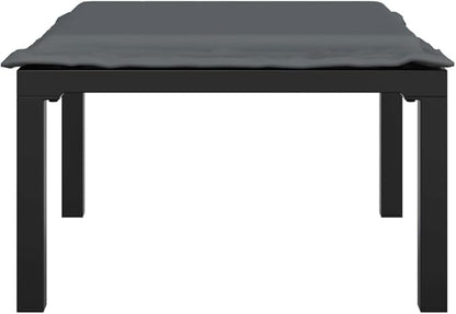 Black and Gray PE Rattan Modular Garden Footstool with Cushion, 4-Piece Set for Outdoor Patio Balcony, Water-Resistant Durable Furniture, Contemporary Design Enhances