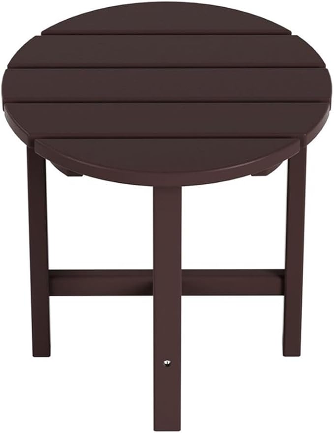 Costaelm Round Outdoor Side Tables, Adirondack Patio Tables for Outside, HDPE Patio End Table Weather Resistant, Balcony Table for Pool, Seaside, Backyard, Porch, Indoor Companion, Dark Brown