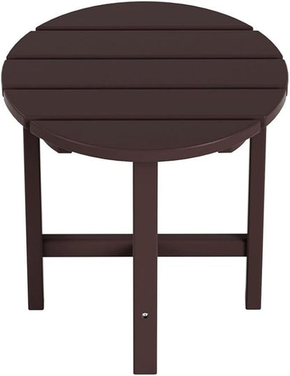 Costaelm Round Outdoor Side Tables, Adirondack Patio Tables for Outside, HDPE Patio End Table Weather Resistant, Balcony Table for Pool, Seaside, Backyard, Porch, Indoor Companion, Dark Brown