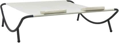 Double Chaise Lounge Outdoor with Adjustable Canopy and Pillow Extra Large Patio Hammock Bed Wheeled for Outside, Sun Room, Garden, Courtyard, Pool