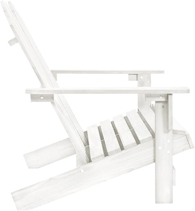 2-Seater Adirondack Chair Solid Fir Wood Outdoor Patio Furniture White 47" Wide Ergonomic Design for Backyard, Lawn - Photo 4