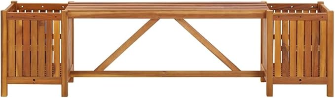 Garden Bench Light Brown Solid Acacia Wood,Solid Acacia Wood Garden Bench with Planters for Outdoor Use Gardens & Patios Patio Furniture