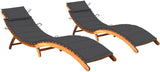 Sun Lounger Set of 2, Adjustable Outdoor Chaise Lounge Chair with Cushions, Solid Acacia Wood Patio Furniture for Garden - Photo 1