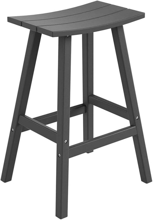 Costaelm All-Weather Outdoor Bar Stools, 29" Height Patio Stools & Bar Chairs, Adirondack Poly Patio Bar Stool for Patio, Deck, Kitchen Counter and Garden, Gray