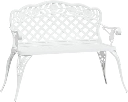 Garden Bench Deck Bench Patio Bench 42.5" Cast Aluminum White