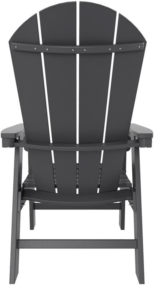 Costaelm Outdoor Fire Pit Chair, Patio hdpe Balcony Pool Adirondack Chair, Modern Front Porch Backyard Chair, Garden Resin Lounge Chair for Outside, Gray