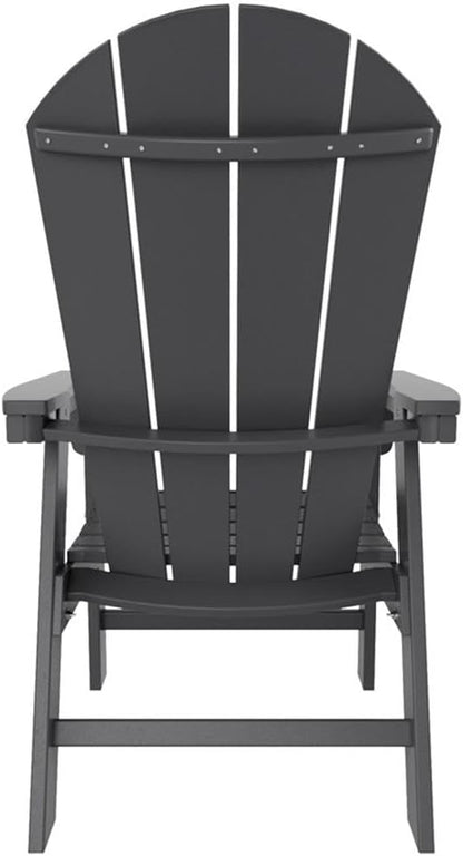 Costaelm Outdoor Fire Pit Chair, Patio hdpe Balcony Pool Adirondack Chair, Modern Front Porch Backyard Chair, Garden Resin Lounge Chair for Outside, Gray