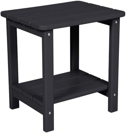 Outdoor Rocking Chair Set with Side Table, 3-Piece Rocking Chair Set with Wood-Texture,All Weather-Resistant,Black (Black + Plastic)