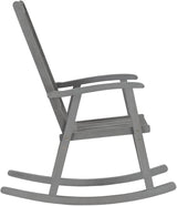 Outdoor Rocking Chair with Anthracite Cushions, Solid Acacia Wood Vintage Rocker with High Backrest for Patio, Porch - Photo 5