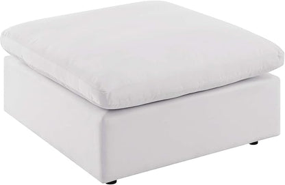 Modway Commix Outdoor Patio Overstuffed Sectional Sofa Ottoman in White
