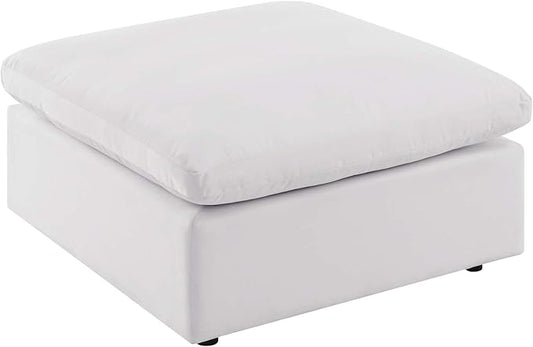 Modway Commix Outdoor Patio Overstuffed Sectional Sofa Ottoman in White
