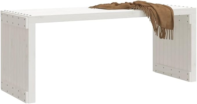 Patio Bench Extendable White 83.7"x15.9"x17.7" Solid Wood Pine Porch Bench Outdoor Bench Deck Bench Garden Bench for patios, Gardens, Decks