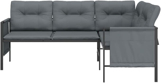 Outdoor Garden Corner Sofa with Comfortable Cushions, Anthracite Metal Patio Furniture for Backyard, Balcony, Terrace, 5-Person Seating Capacity