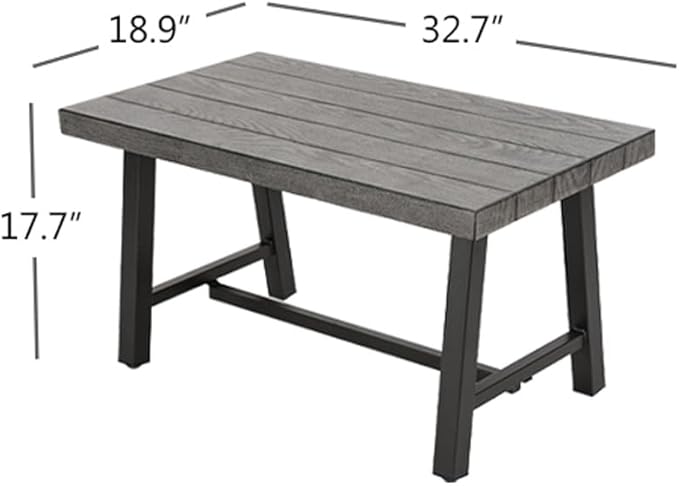 Grand patio Outdoor Coffee Table, 32 Inch Side Table Modern Rectangle with Faux Wood Tabletop Fits with Conversation Set - Photo 2