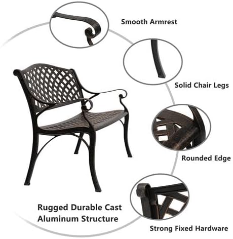 40.5" Outdoor Garden Bench, Patio Furniture Cast Aluminum Bench with Mesh Backrest, Weather Proof 2-Person Outdoor Loveseat with Anti-Rust for Park, Porch, Pool, Backyard
