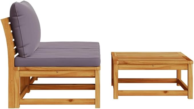 3 Piece Outdoor Sectional Sofa Set Solid Acacia Wood Dark Grey Patio Couch with Cushions 28.7x24.8x25.6 in Modular Loveseat for Garden Balcony Deck