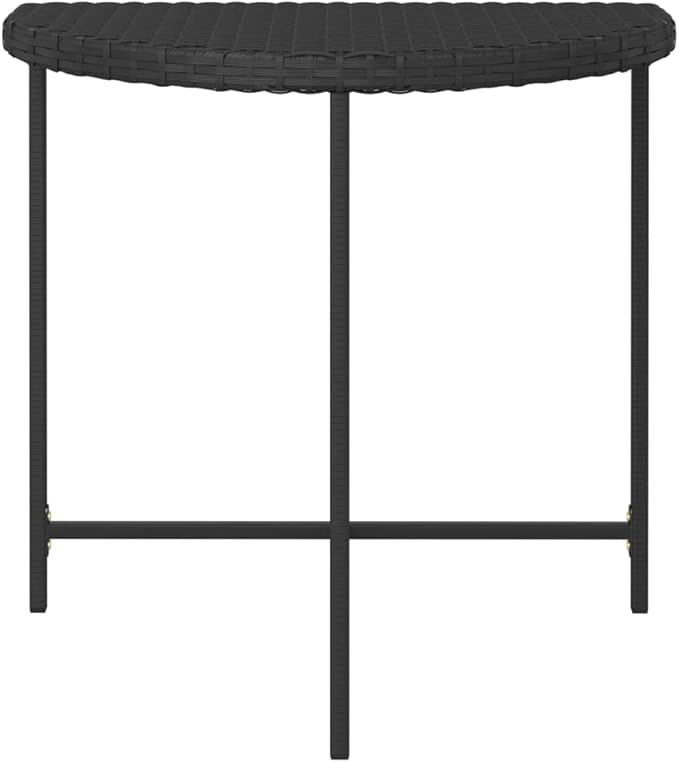 Modern Rectangular Garden Table Black Poly Rattan Medium Durable Outdoor Indoor Table with Powder-Coated Steel Frame - Photo 5