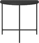 Modern Rectangular Garden Table Black Poly Rattan Medium Durable Outdoor Indoor Table with Powder-Coated Steel Frame - Photo 5
