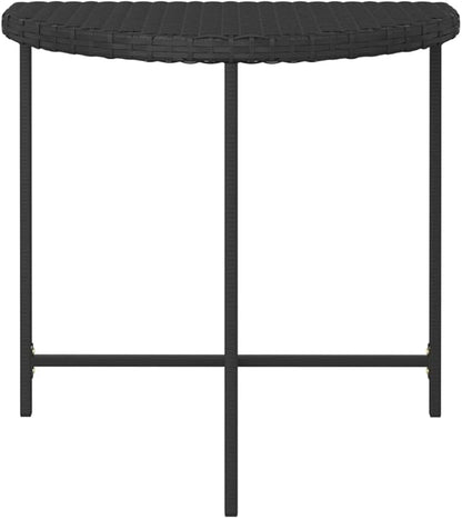 Modern Rectangular Garden Table Black Poly Rattan Medium Durable Outdoor Indoor Table with Powder-Coated Steel Frame Weather-Resistant for Patio Dining