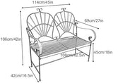 Sturdy Metal Outdoor Garden Bench for 2, Weatherproof Iron Frame with Backrest & Armrests, Perfect for Park, Yard, Porch - Photo 2