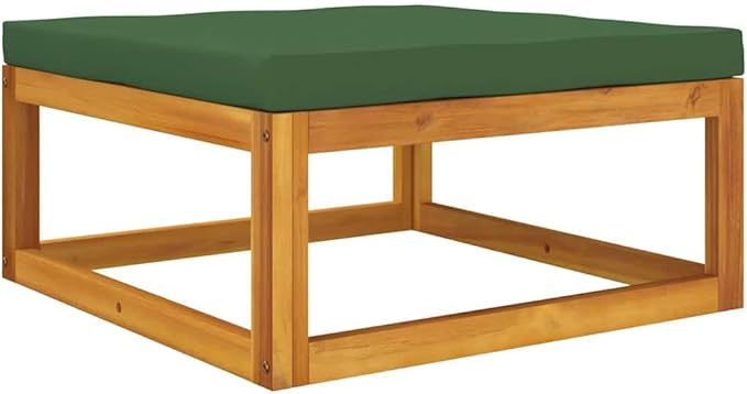 Garden Lounge Set, Green & Brown Solid Acacia Wood Outdoor Sectional Sofa Units with Removable Cushions, Patio Balcony Backyard Seating