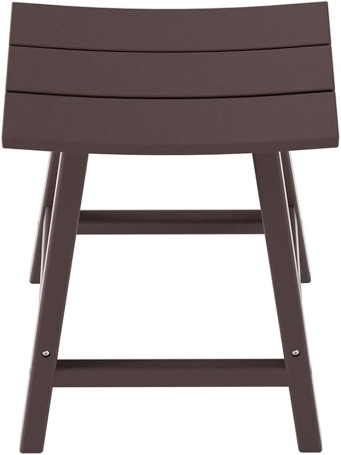 Costaelm All-Weather Bar Stools Set of 2, 24" Height Outdoor Bar Stools, Adirondack Poly Patio Bar Stool for Patio, Deck, Kitchen Counter and Garden, Dark Brown