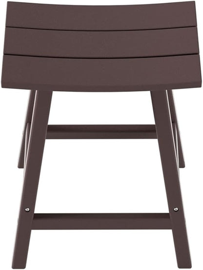 Costaelm All-Weather Bar Stools Set of 2, 24" Height Outdoor Bar Stools, Adirondack Poly Patio Bar Stool for Patio, Deck, Kitchen Counter and Garden, Dark Brown