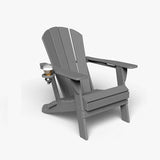 Folding Adirondack Chair with Cup Holders, HDPE Plastic Outdoor Chairs, Weather Resistant, Real Wood Look for Patio - Photo 7
