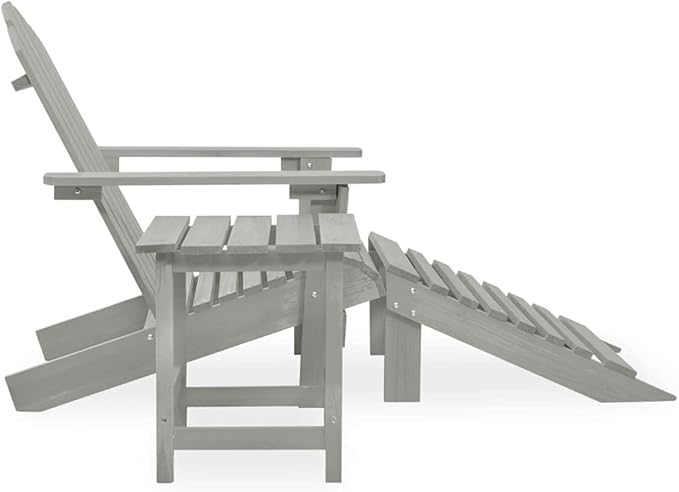 Patio Furniture Set with Ottoman and Table Solid Fir Wood Gray Outdoor Adirondack Chair for Garden Balcony Porch - Photo 3