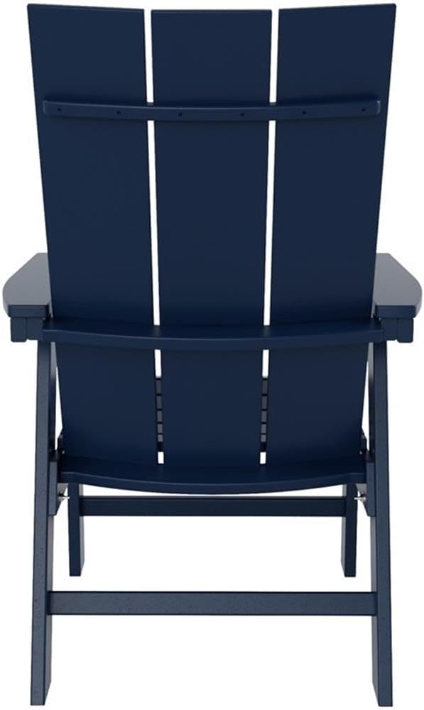 Costaelm Patio hdpe Adirondack Chair, Outdoor Balcony Pool Chair, Modern Front Porch Fire Pit Backyard Chair, Garden Resin Lounge Chair for Outside, Navy Blue
