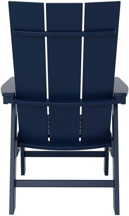 Costaelm Patio hdpe Adirondack Chair, Outdoor Balcony Pool Chair, Modern Front Porch Fire Pit Backyard Chair, Garden Resin Lounge Chair for Outside, Navy Blue