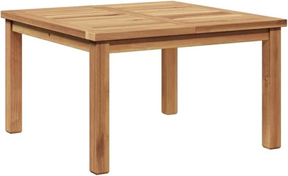 Solid Teak Wood Coffee Table, 23.6-Inch Square Low Profile Accent Table for Outdoor Patio, Garden, Balcony, Minimalist Natural Finish Weather-Resistant Furniture