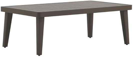 Brown Metal Outdoor Coffee Table for Patio, Rectangular Design with Durable Frame, Coffee Table for Outside Relaxation and Dining
