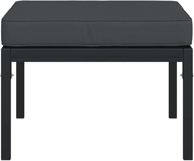Black and Grey Powder-Coated Steel Garden Footstool with Weather-Resistant Polyester Foam Cushions - Photo 5