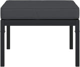 Black and Grey Powder-Coated Steel Garden Footstool with Weather-Resistant Polyester Foam Cushions - Photo 5