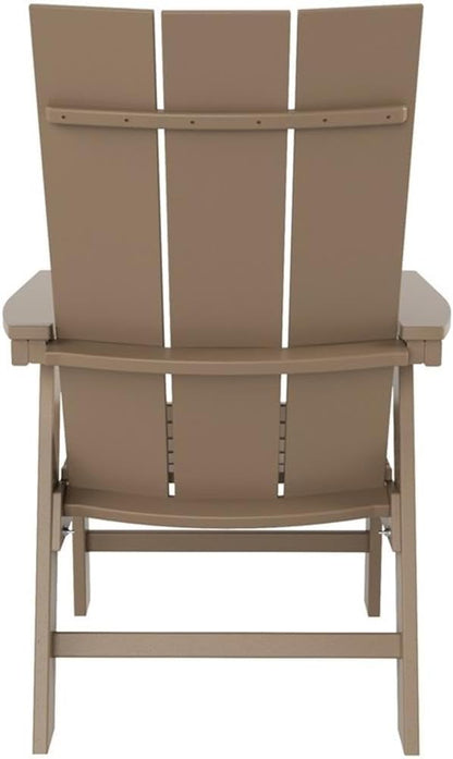 Costaelm Outdoor Adirondack Chair, HDPE Patio Balcony Chairs, Portside Seashell Nautical Curveback Adirondack Chair and Fire Pit Chairs, Weathered Wood