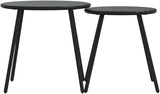 Garden Coffee Table Set of 2 Black Powder-Coated Steel Small Poolside Table Coffee Tables for Garden Backyard - Photo 5