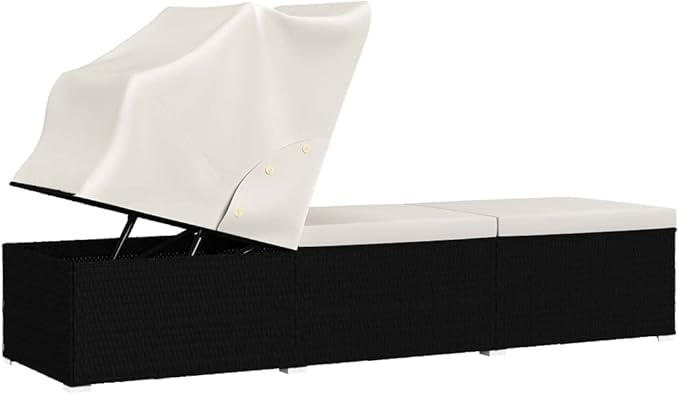 (Fast Shipments) Outdoor Rattan Chaise Lounge Chair Set with Retractable Canopy, All Weather Furniture for Outside, Pool - Photo 7