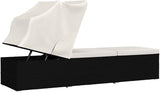 (Fast Shipments) Outdoor Rattan Chaise Lounge Chair Set with Retractable Canopy, All Weather Furniture for Outside, Pool - Photo 7