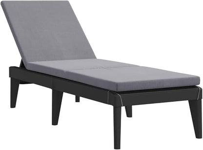 Anthracite Adjustable Sun Lounger, UV-Resistant Polypropylene Outdoor Chaise Lounge Chair, 73.2 inch Patio Recliner for Garden, Poolside, Balcony, 242.5 lbs Capacity