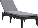 Adjustable Sun Lounger with Cushion, UV-Resistant Polypropylene Outdoor Chaise Lounge for Poolside Garden Patio - Photo 2