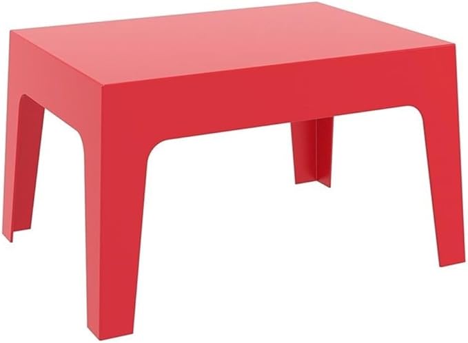 Compamia Box Resin Patio Coffee Table in Red, Commercial Grade