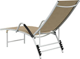 Extra High Cream Adjustable Armrests Sun Lounger Outdoor Textilene Aluminum Frame 76 x 23.8 x 37.8 in Modernes Design - Photo 6