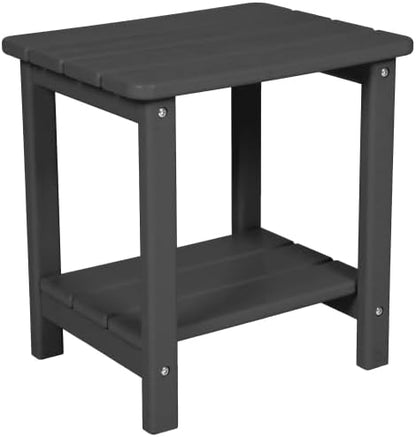 Outdoor Rocking Chair Set with Side Table, 3-Piece Rocking Chair Set with Wood-Texture,All Weather-Resistant,Black (Grey + Plastic)