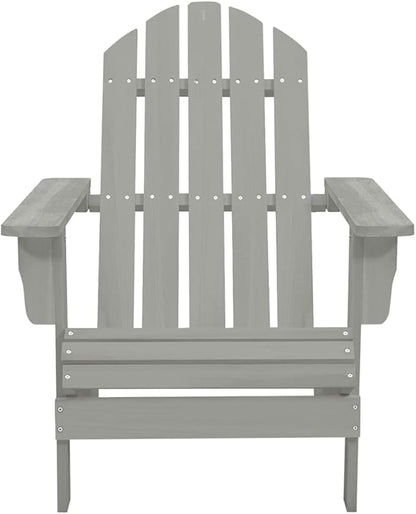 Solid Fir Wood Gray Adirondack Chair with Table Patio Furniture Set for Garden Balcony Porch Outdoor Seating Relaxation