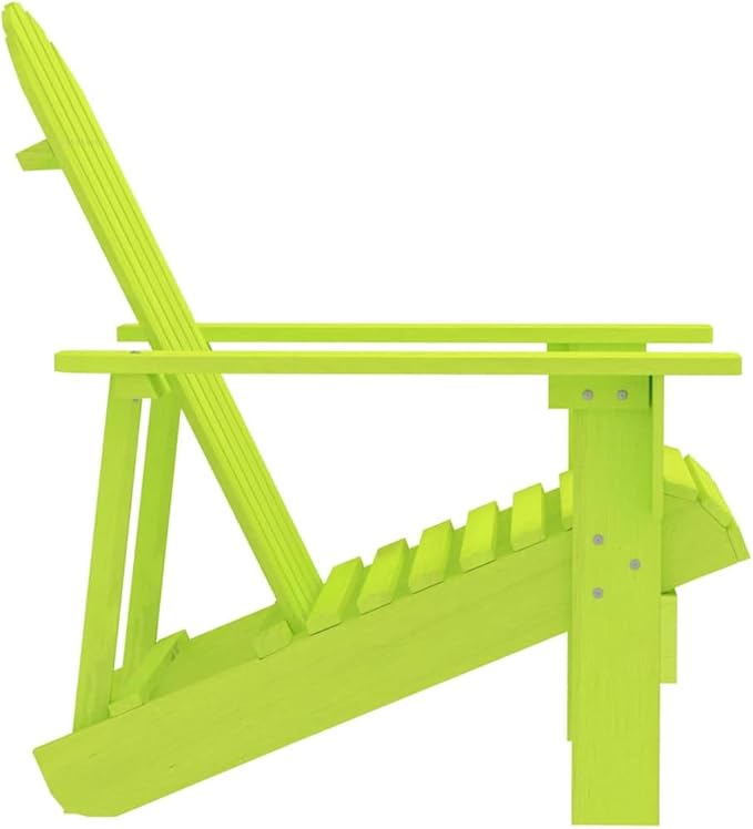 Green Solid Fir Wood Large Ergonomic Adirondack Chair for Outdoor Patio Garden Backyard - Photo 4
